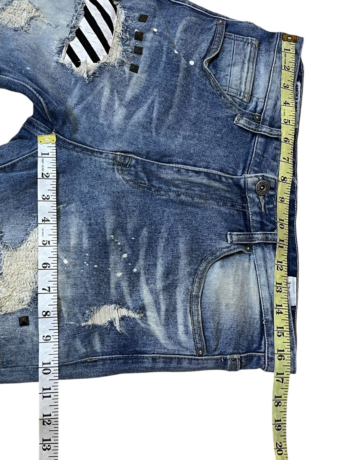 Japanese Brand SICK🔥SMOKE RISE DISTRESSED WITH STUDDED/SPIKE STYLE JEANS Size US 33 - 12 Thumbnail