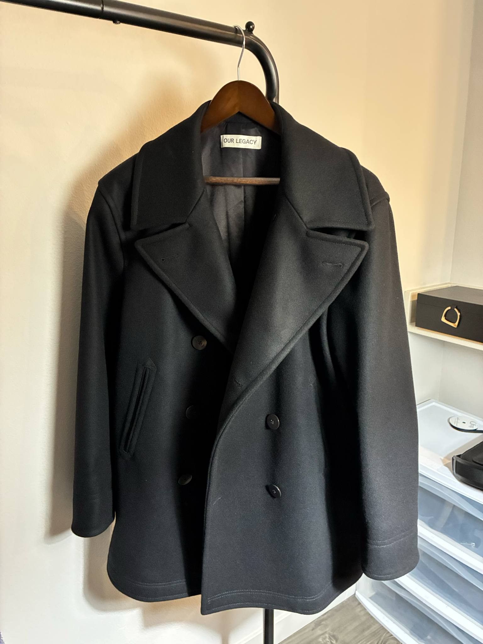 Our Legacy Black Peacoat | Grailed