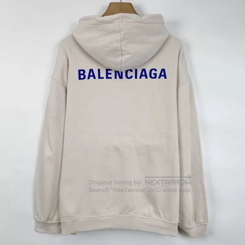Balenciaga Balenciaga Cream white front and back logo print fleece ho Size US L / EU 52-54 / 3 - 3 Thumbnail