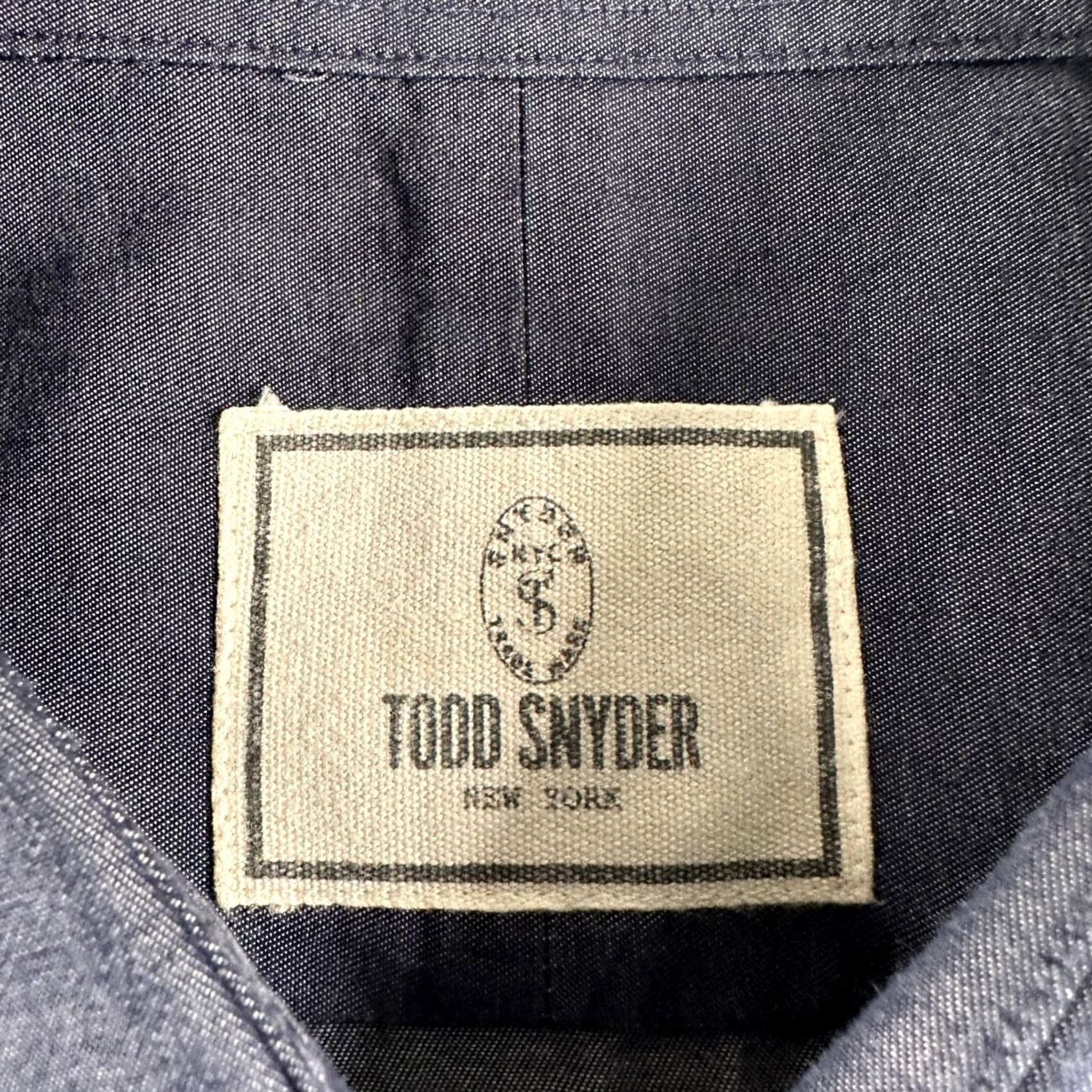 Todd Snyder Todd Snyder Dress Shirt Mens 17.5 34/35 Long Sleeve Navy Chambray Button-Down Size 48R - 3 Thumbnail