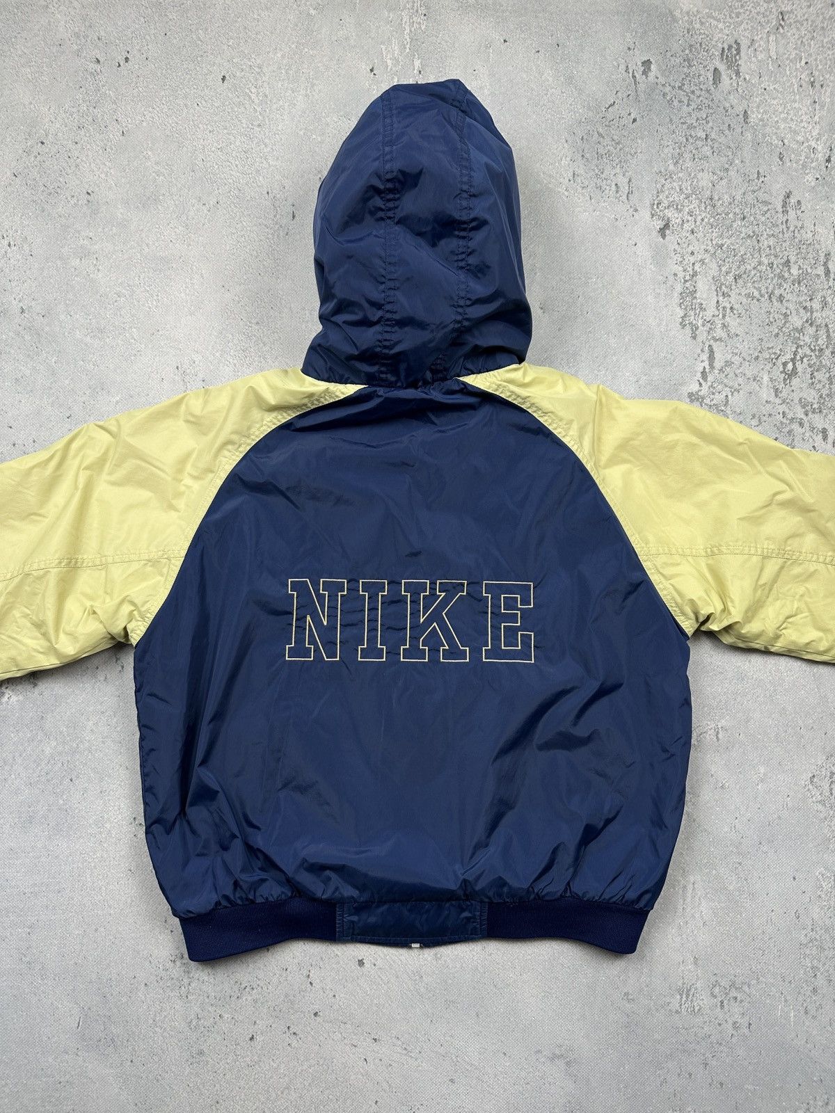 Nike Vintage Nike two-tone Hooded Jacket Blue Yellow 90s Varsity Size M / US 6-8 / IT 42-44 - 14 Thumbnail