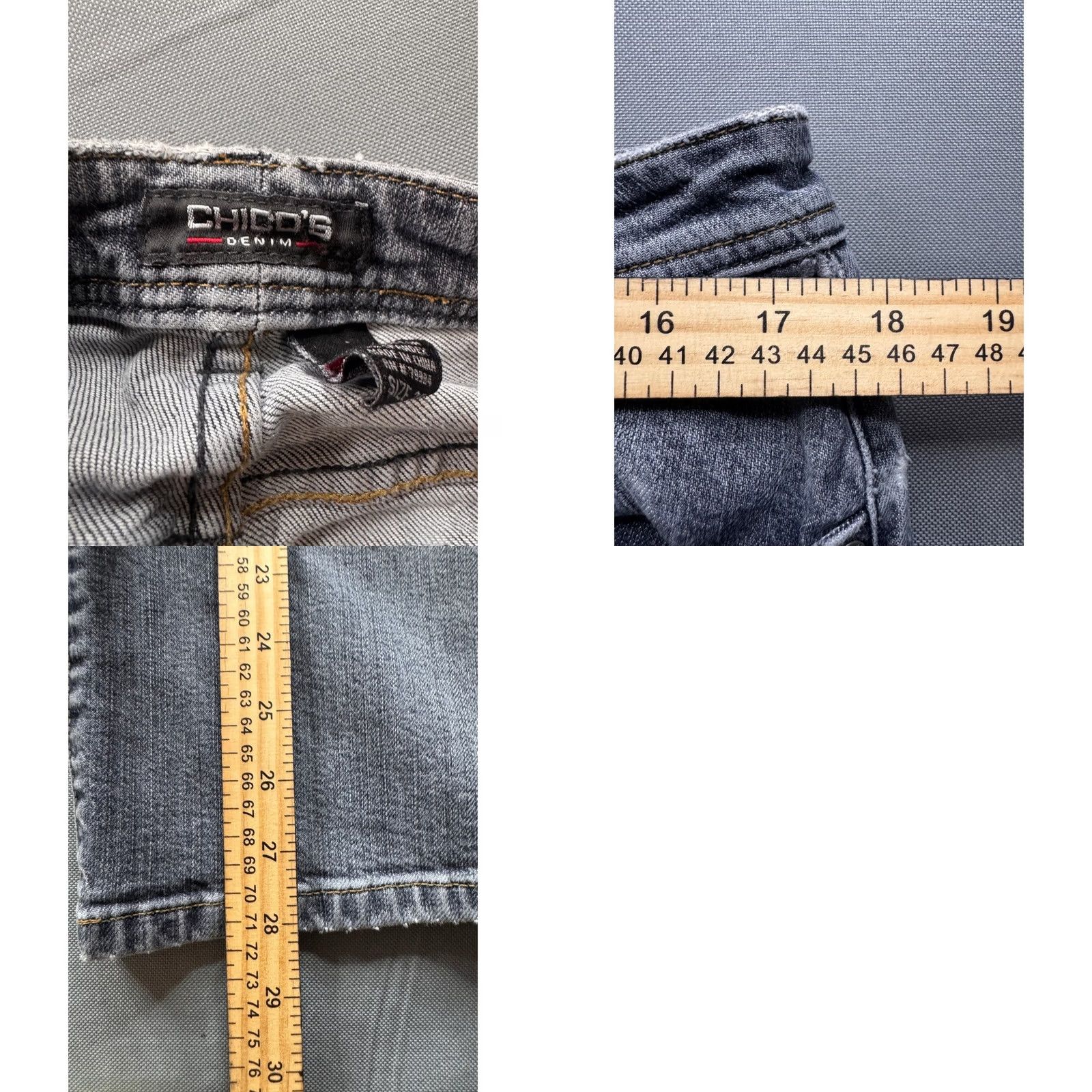 Vintage Chico's Denim Jeans Womens Size 2.5 Medium Gray Wash Straight Leg Zipper Detail Size 29" - 8 Thumbnail