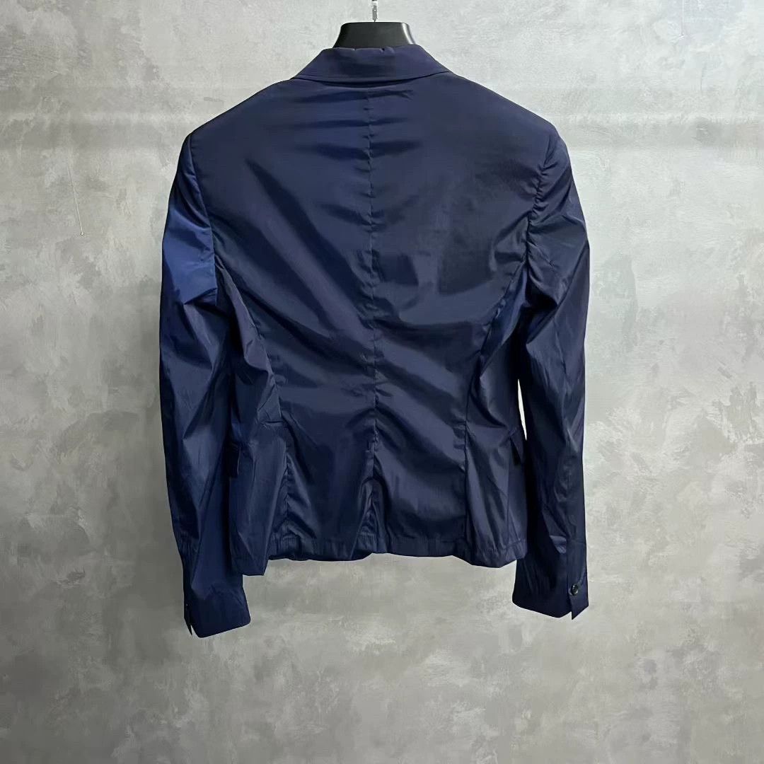 Prada prada navy blue single-breasted jacket Size US M / EU 48-50 / 2 - 2 Thumbnail