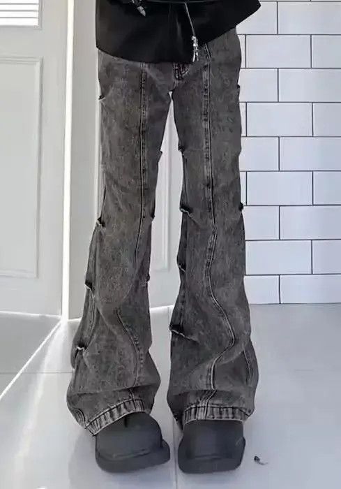 Japanese Brand × Jean Distressed Style Washed Pleated Bootcut Jean Size US 32 / EU 48 - 4 Thumbnail