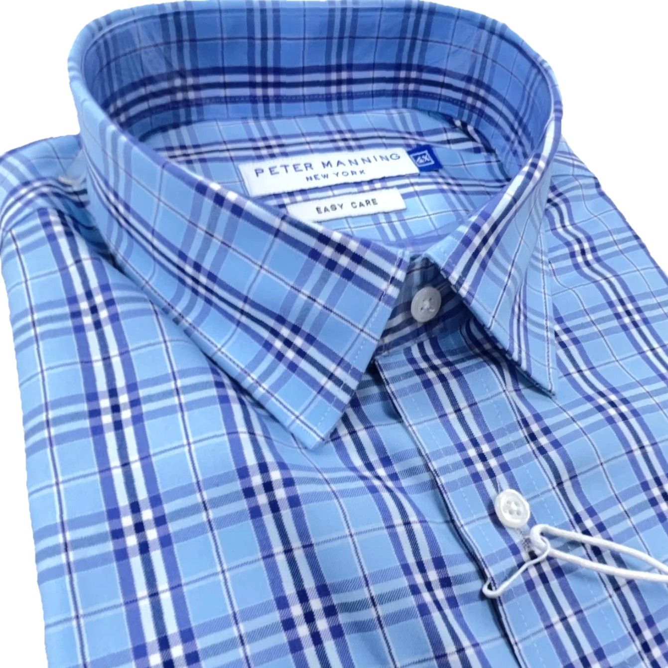 Vintage Peter Manning Shirt Men 4X Blue Plaid Button-Front Collared Long Sleeve Cotton Regular Fit Mens Size 48R - 6 Thumbnail