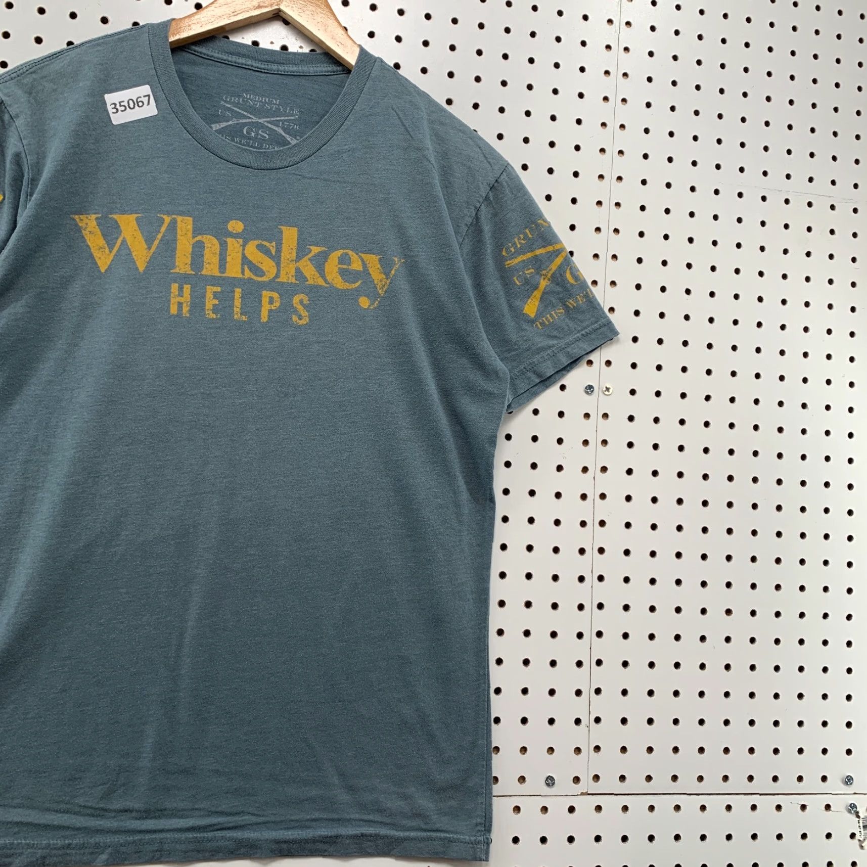 Vintage Grunt Style Shirt Mens M Gray Whisky Help USA Flag Army Shirt 19x27 Size US M / EU 48-50 / 2 - 4 Thumbnail