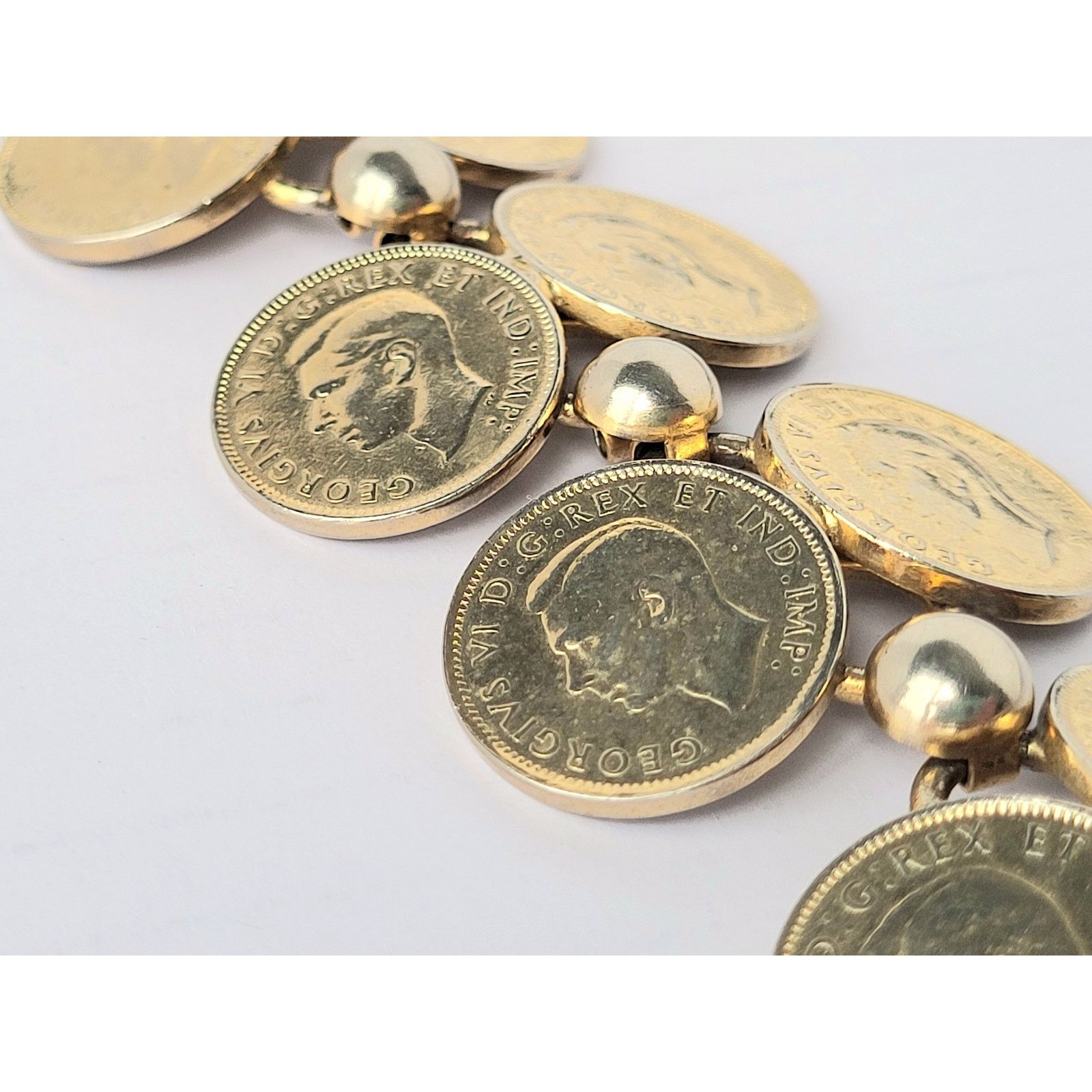 Other Canada Coin Charm Bracelet Vintage 1940s Gold Funky Chic Size ONE SIZE - 1 Thumbnail