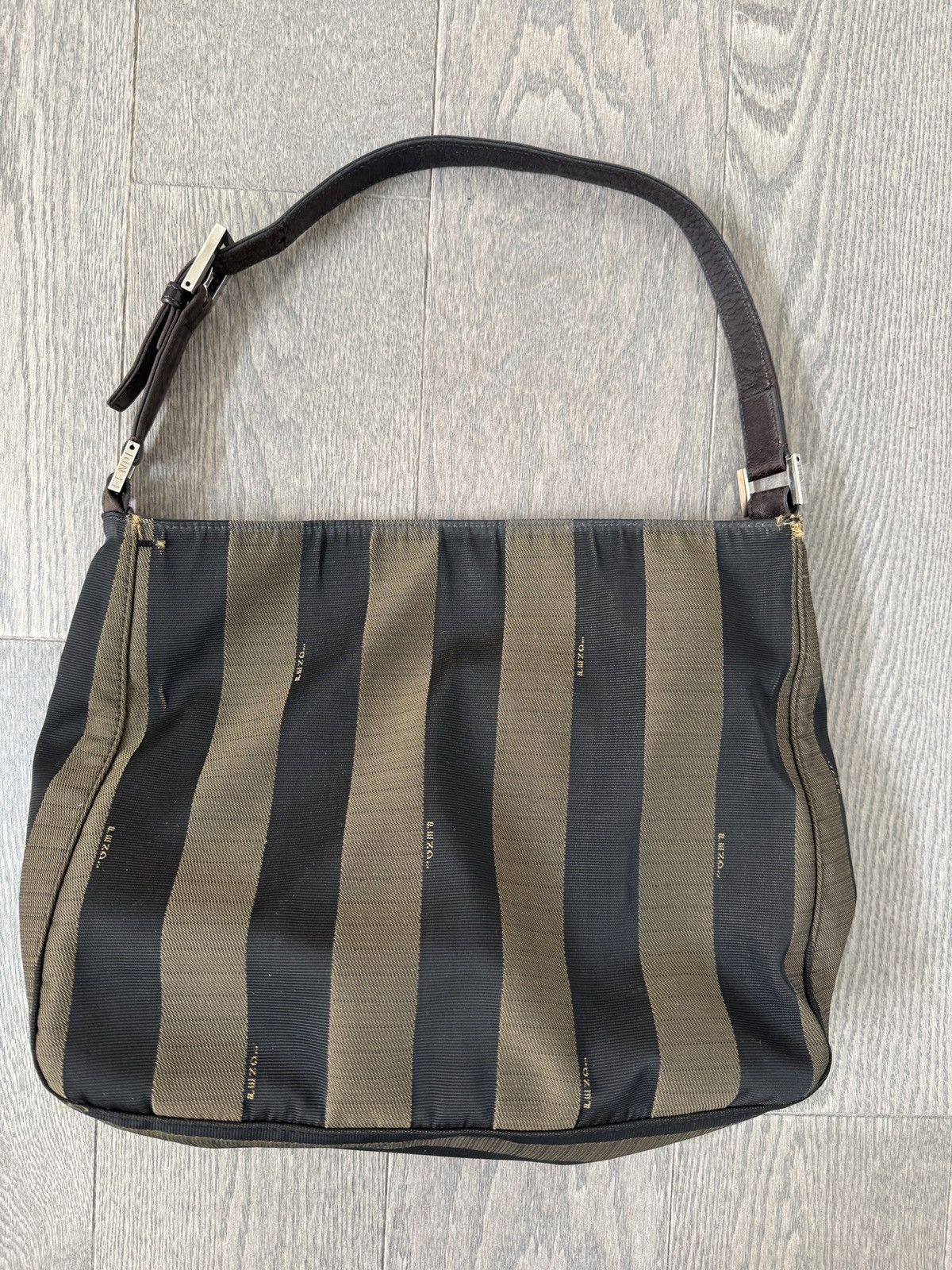 Fendi FENDI Vintage Leather Canvas Shoulder Bag Vertical Stripe Size ONE SIZE - 4 Thumbnail