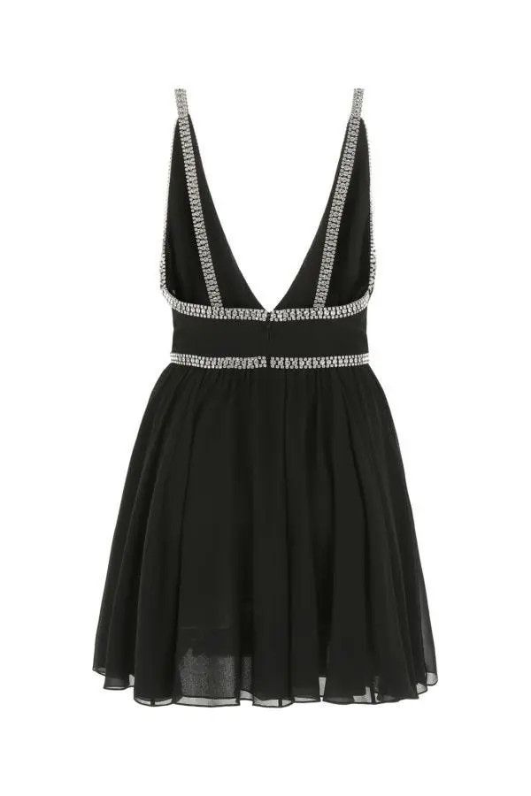 Saint Laurent Paris o1bcso1str1125 Robe Georgette De Soie in Black Size S / US 4 / IT 40 - 2 Thumbnail