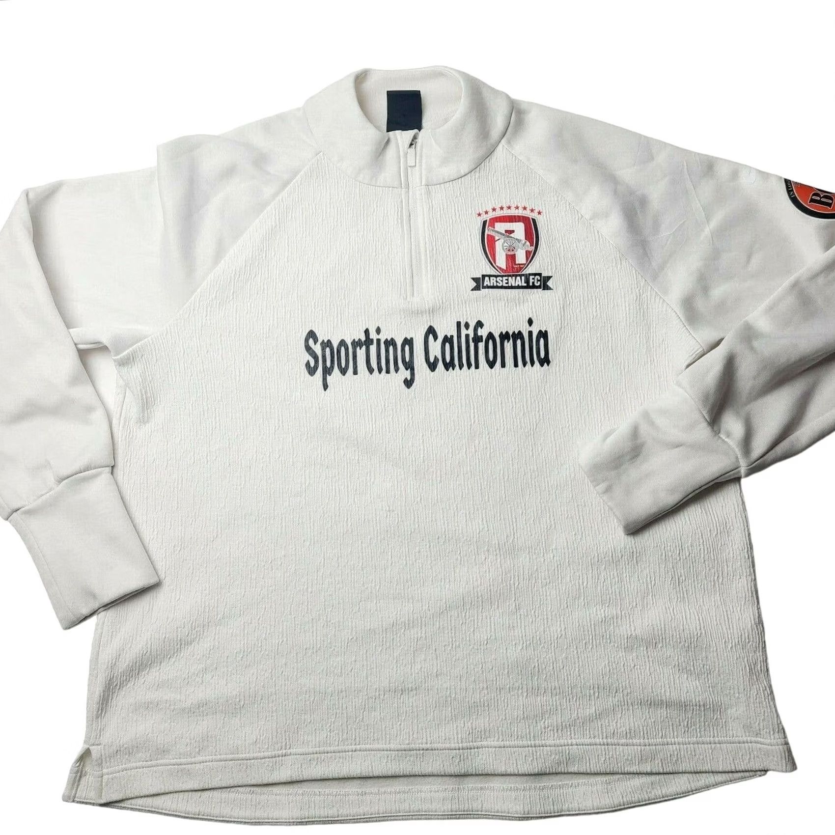 Nike Nike Arsenal FC Mens Large White 1/4 Zip Pullover Sweatshirt Sporting California Mens L White Arsenal FC Nike Shirt Classic Casual Sweatshirt Size US L / EU 52-54 / 3 - 2 Thumbnail