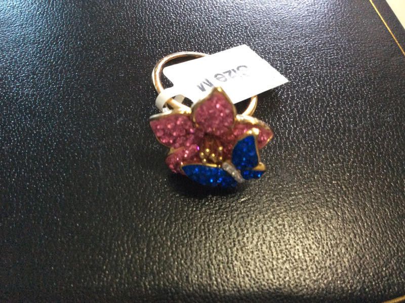 Designer Gold plated silver flower ring Size M Size ONE SIZE - 1 Thumbnail