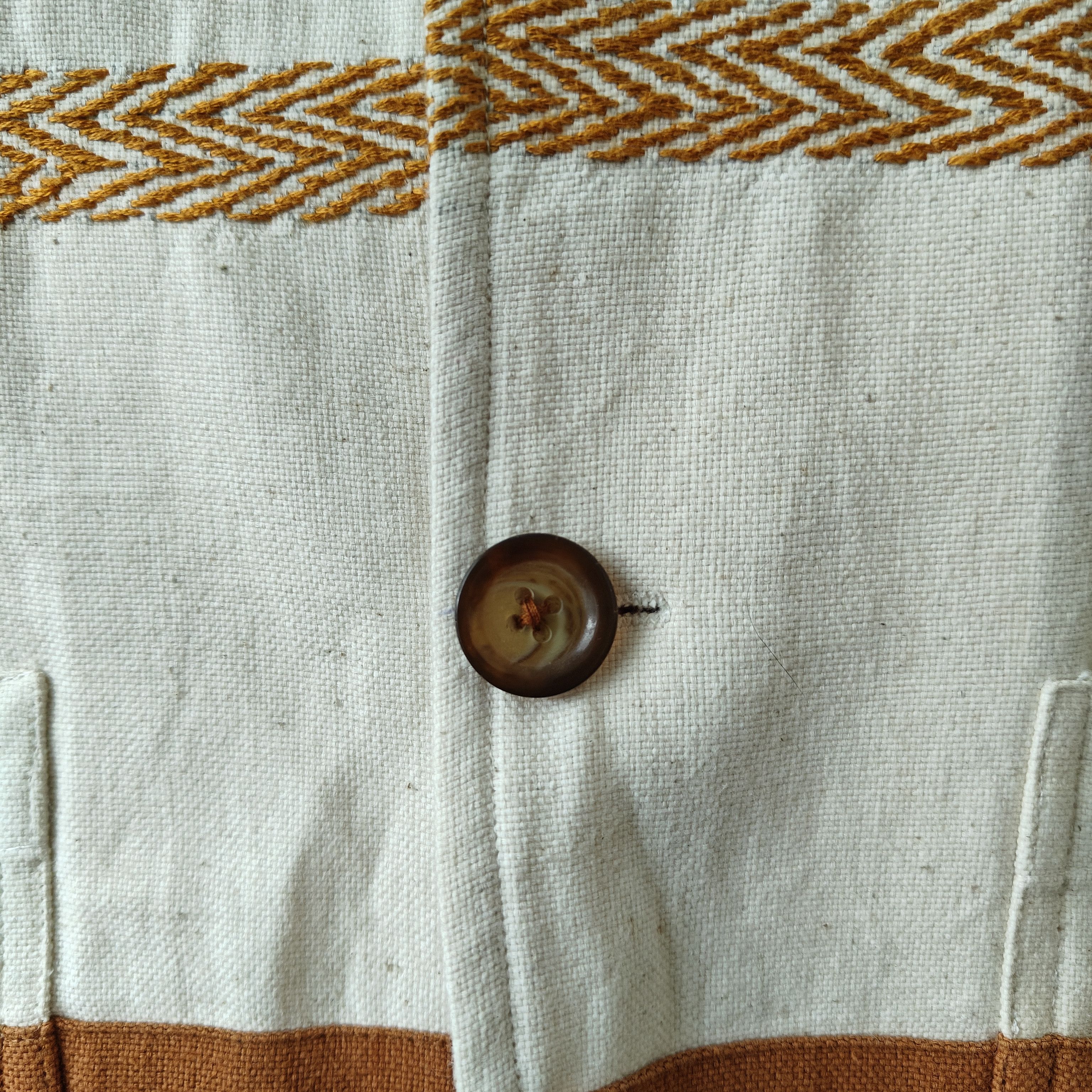 HARAGO LNWOT craft heritage kantha border Cream striped jacket $870 Size US M / EU 48-50 / 2 - 6 Thumbnail