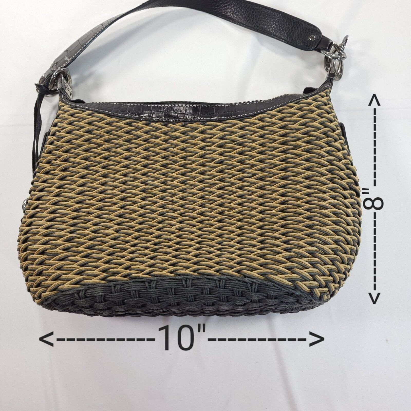 Brighton Britghton Rafia Woven Single Strap Handbag Brown Black Size ONE SIZE - 8 Thumbnail