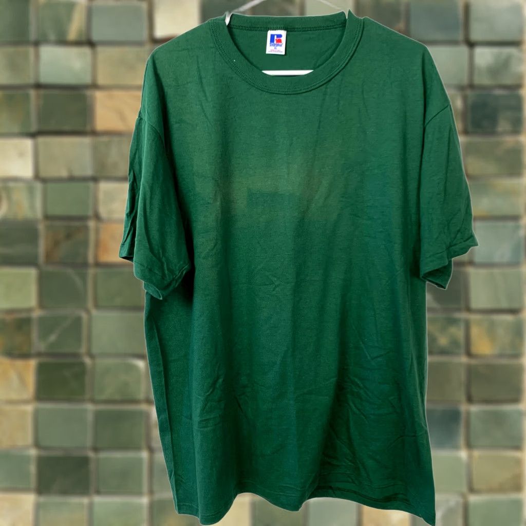 Russell Athletic VINTAGE Russell Athletic Men XL Blank Green T-Shirt Short Sleeve Crew Neck Size US XL / EU 56 / 4 - 1 Thumbnail