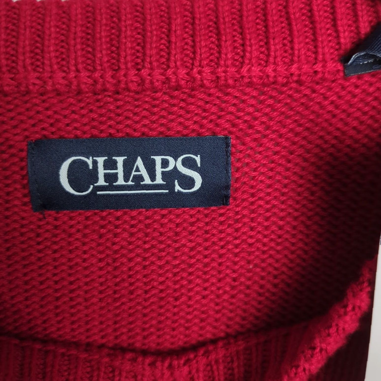 Chaps NWT Chaps Crewneck Men's Medium Red Cotton Knit Sweater Size US M / EU 48-50 / 2 - 3 Thumbnail