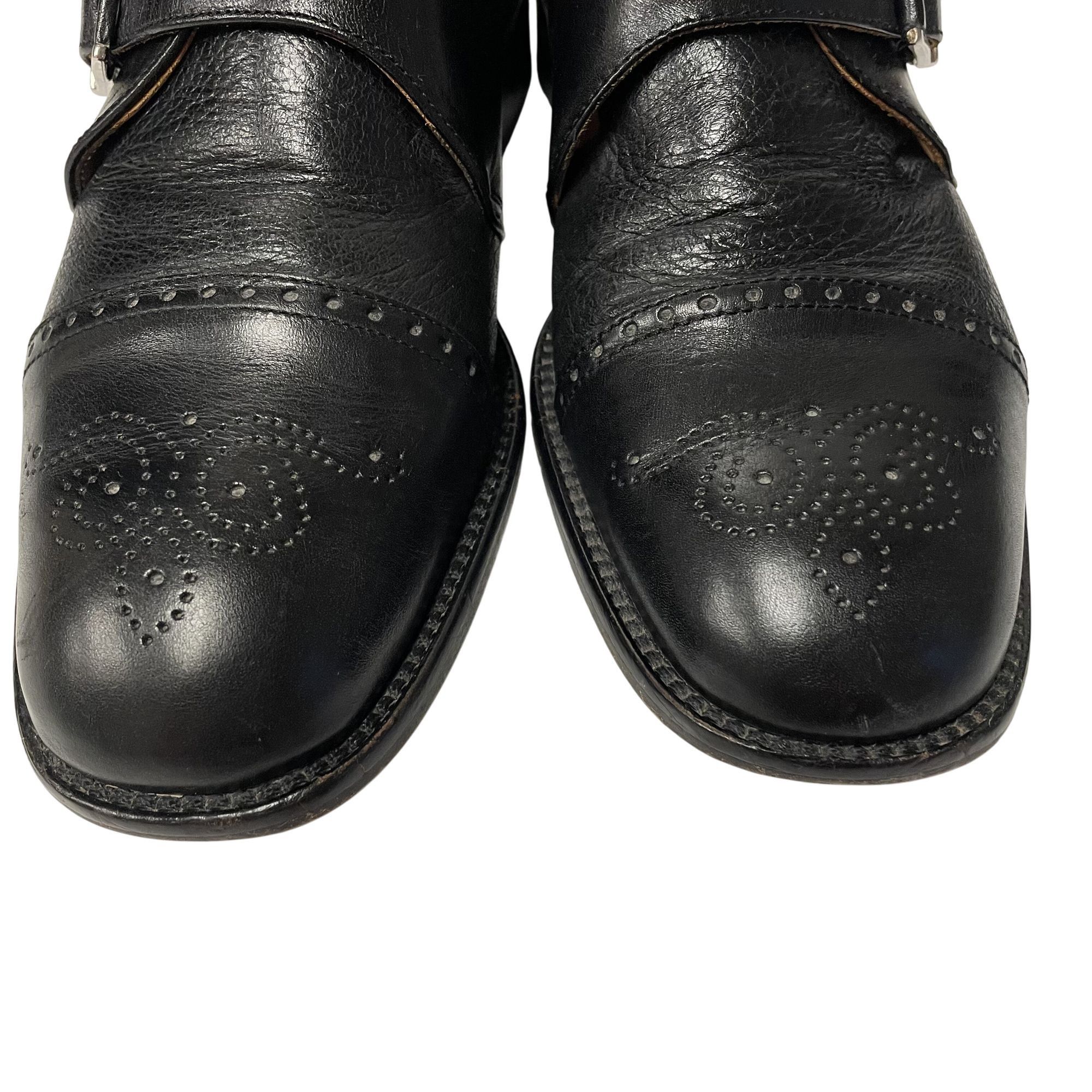 Other Vtg Mario Calugi ITALY Black Leather MONK STRAP DRESS Shoes Size US 8.5 / EU 41-42 - 4 Thumbnail