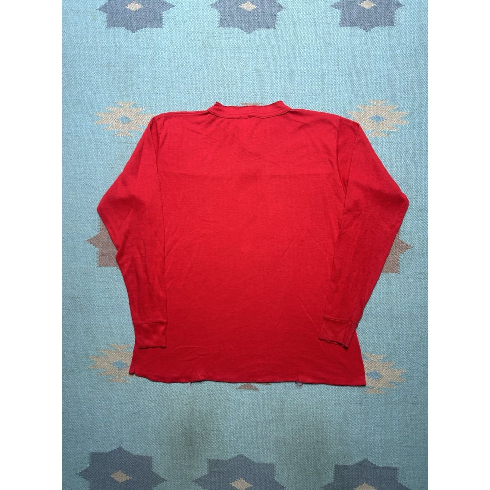 Vintage VINTAGE 80s long sleeve henley t shirt thermal 2 layer red distressed large Size US L / EU 52-54 / 3 - 2 Thumbnail