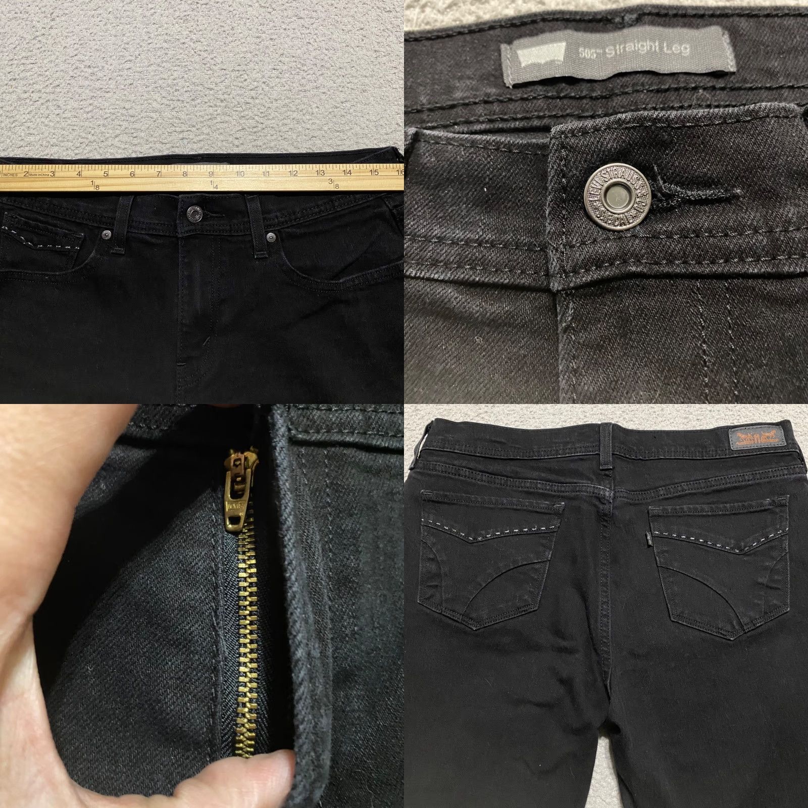 Levi's Levi's 505 Jeans Black Denim Dark Wash Mid Rise Womens 10 Regular Straight Pocket 5-Pocket Design Size 32" / US 10 / IT 46 - 8 Thumbnail