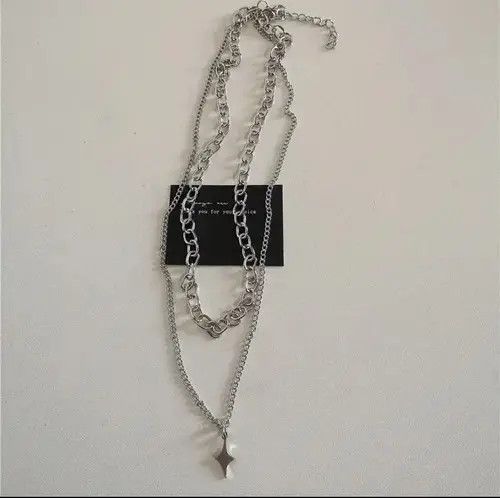 Jewelry Star Chain Necklace Punk Gothic Chrome Rock Size ONE SIZE - 4 Thumbnail