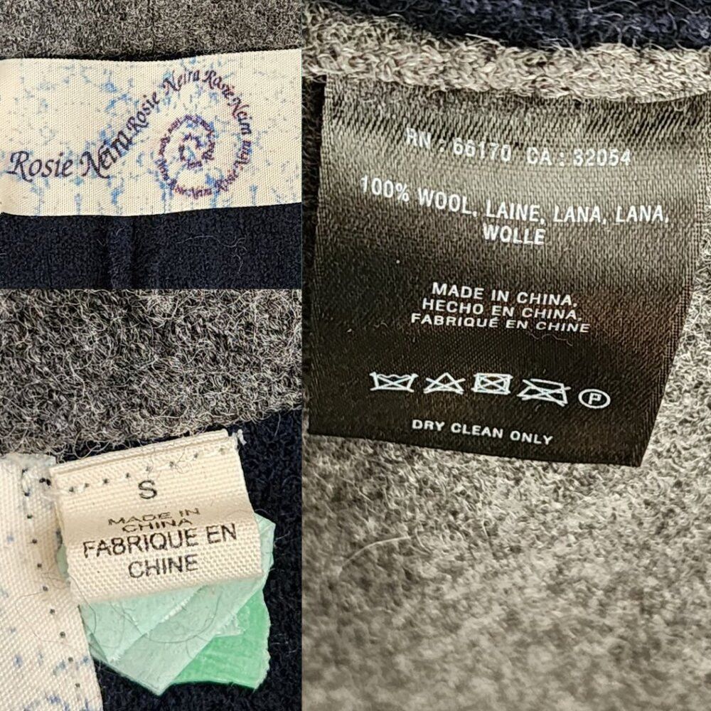 Anthropologie Rosie Neira Navy & Gray 100% Wool Denisse Tie Front Cardiga Size S / US 4 / IT 40 - 3 Thumbnail