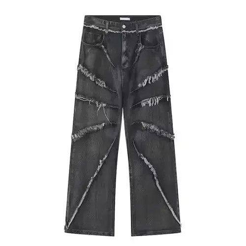 Japanese Brand × Jean Black Baggy Frayed Embroidery Denim Jeans Size US 32 / EU 48 - 3 Thumbnail
