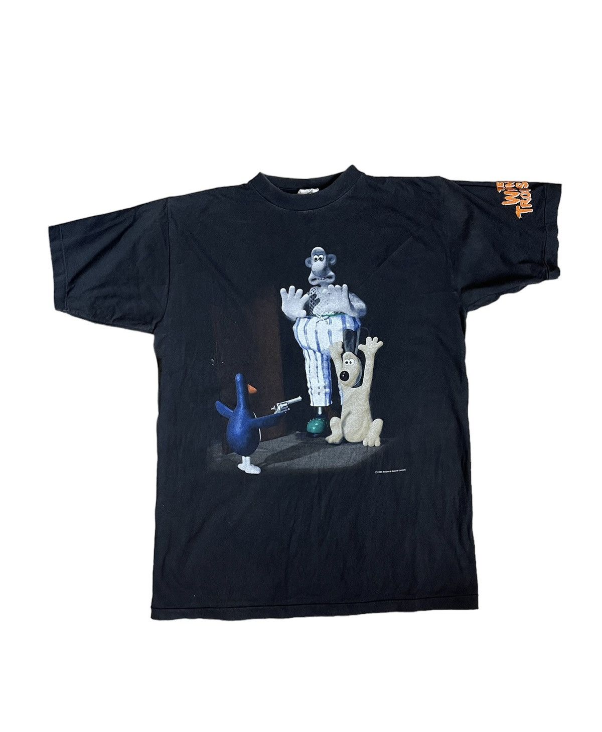 Movie × Vintage 1989 Wallace & Gromit vintage t-shirt duck with gun |  Grailed