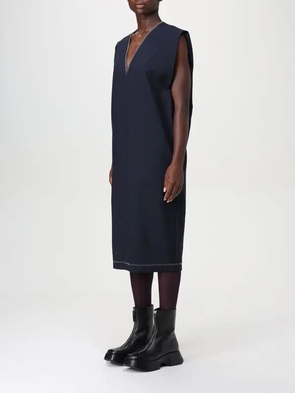 Marni o1w1db11125 Sleeveless V-Neck Dress in Blue Size XL / US 12-14 / IT 48-50 - 3 Thumbnail