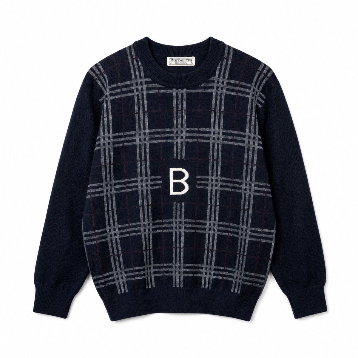 Burberry Vintage 80s Burberry Knit Wool Sweater Size US L / EU 52-54 / 3 - 1 Thumbnail
