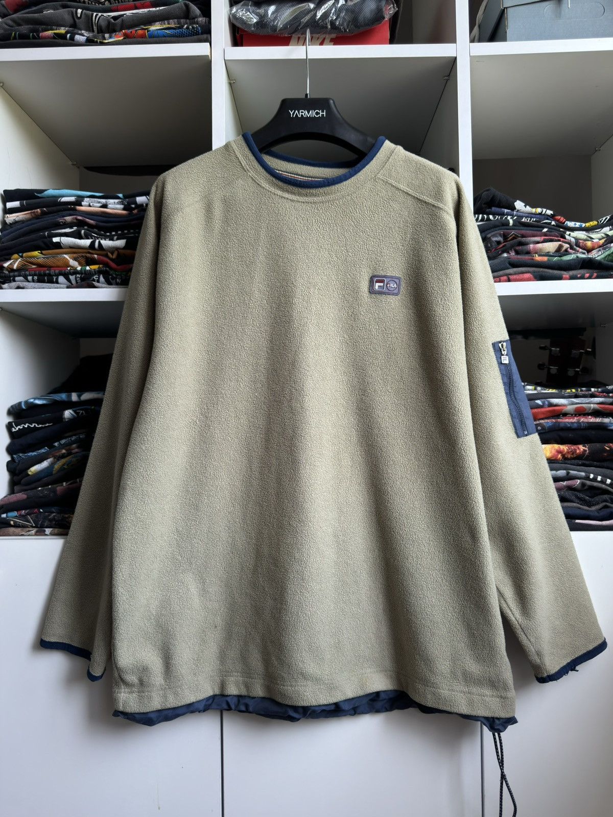 Fila × Vintage Vintage 90s FILA Fleece Nylon Logo Sweater Size US L / EU 52-54 / 3 - 2 Thumbnail