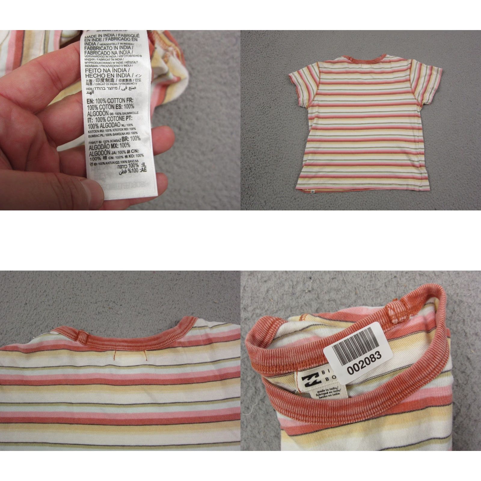 Billabong Billabong Shirt Womens Small Red Yellow Striped Basic Cropped T-Shirt Casual Summer Spring Mens? Womens Size S / US 4 / IT 40 - 8 Thumbnail
