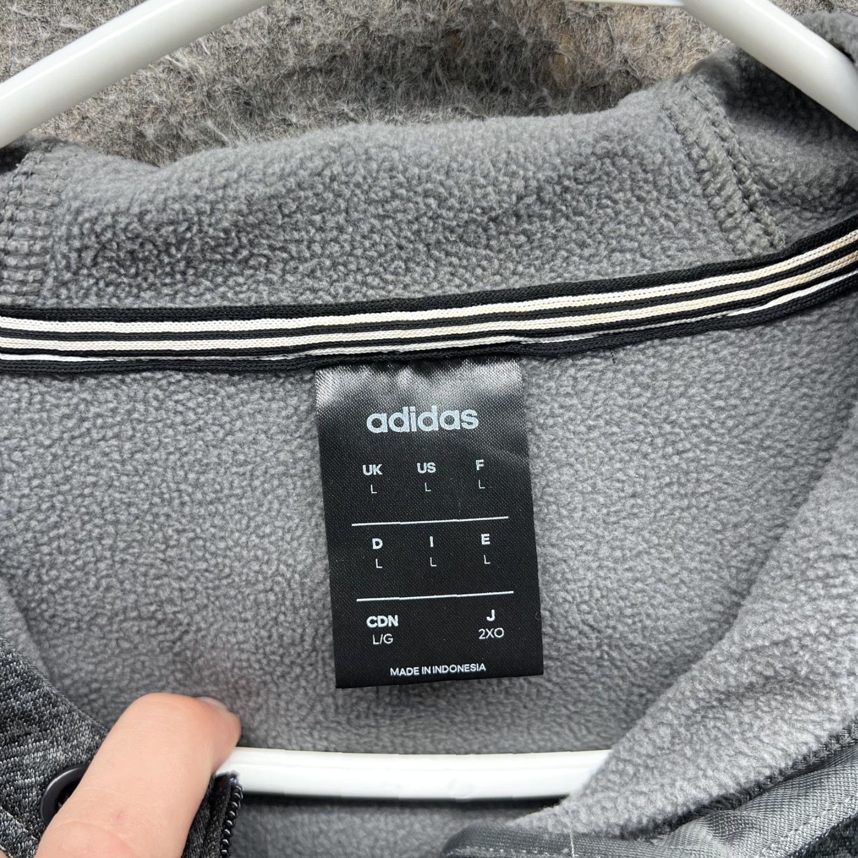 Adidas Adidas Hoodie Mens Large Gray Full Zip Fleece Lined Jacket Athletic Size US L / EU 52-54 / 3 - 4 Thumbnail
