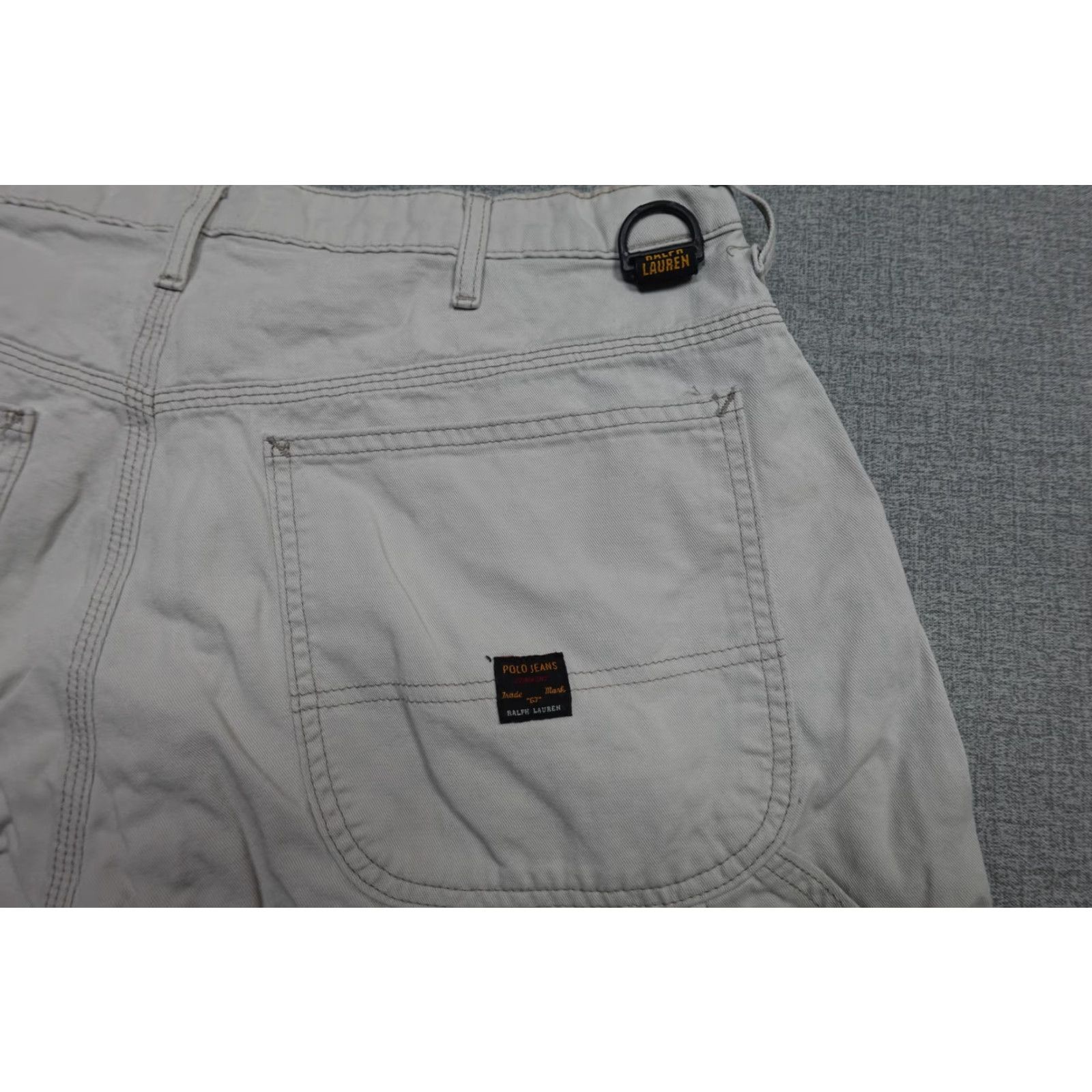 Polo Ralph Lauren VINTAGE Polo Ralph Lauren Carpenter Shorts Mens 32 Beige Denim Cargo Utility D-Ring Size US XS / EU 42 / 0 - 2 Thumbnail