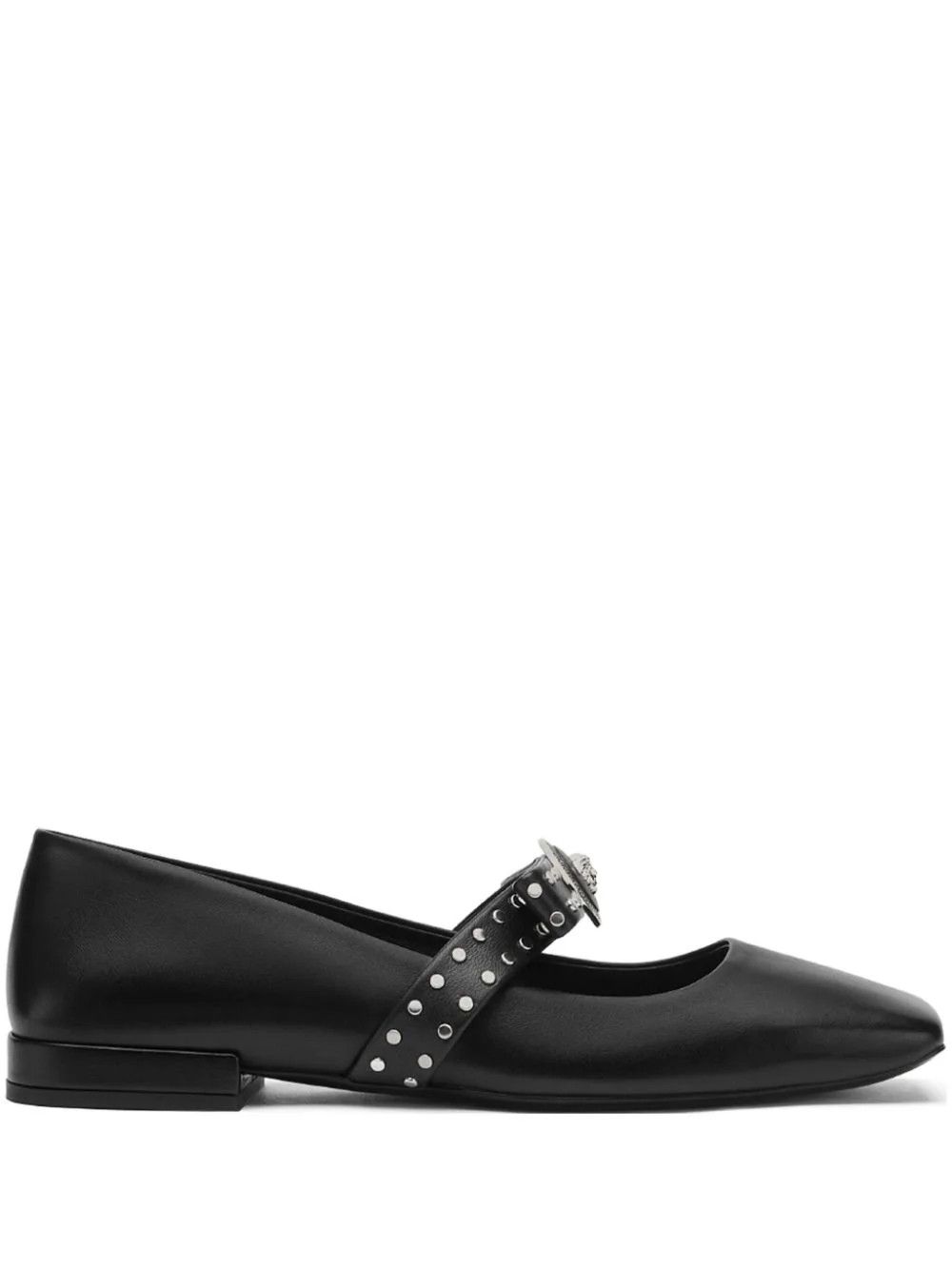 Versace o1s22i1n1024 Gianni Ribbon Studded Ballerina Flats in Black Size US 11 / IT 41 - 1 Thumbnail