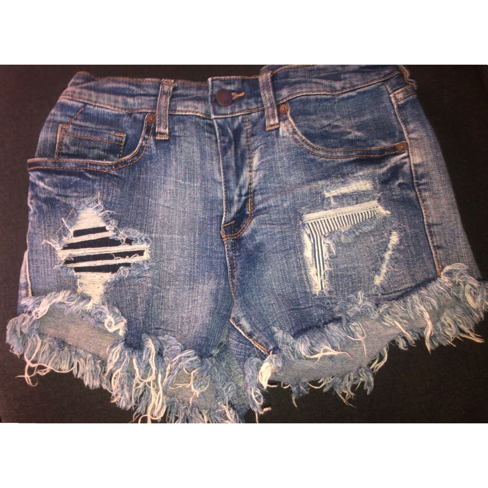 Mossimo Mossimo Denim Blue High Rise Denim Shorts Cut-Off 4/27 Regular Size Womens Size 27" / US 4 / IT 40 - 2 Thumbnail
