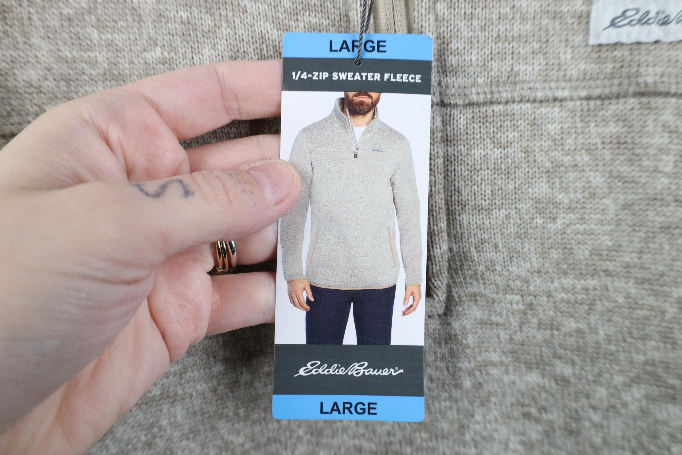 Eddie Bauer Deadstock Y2K Eddie Bauer Fleece Knit 1/4 Zip Sweater Beige Size US L / EU 52-54 / 3 - 6 Thumbnail
