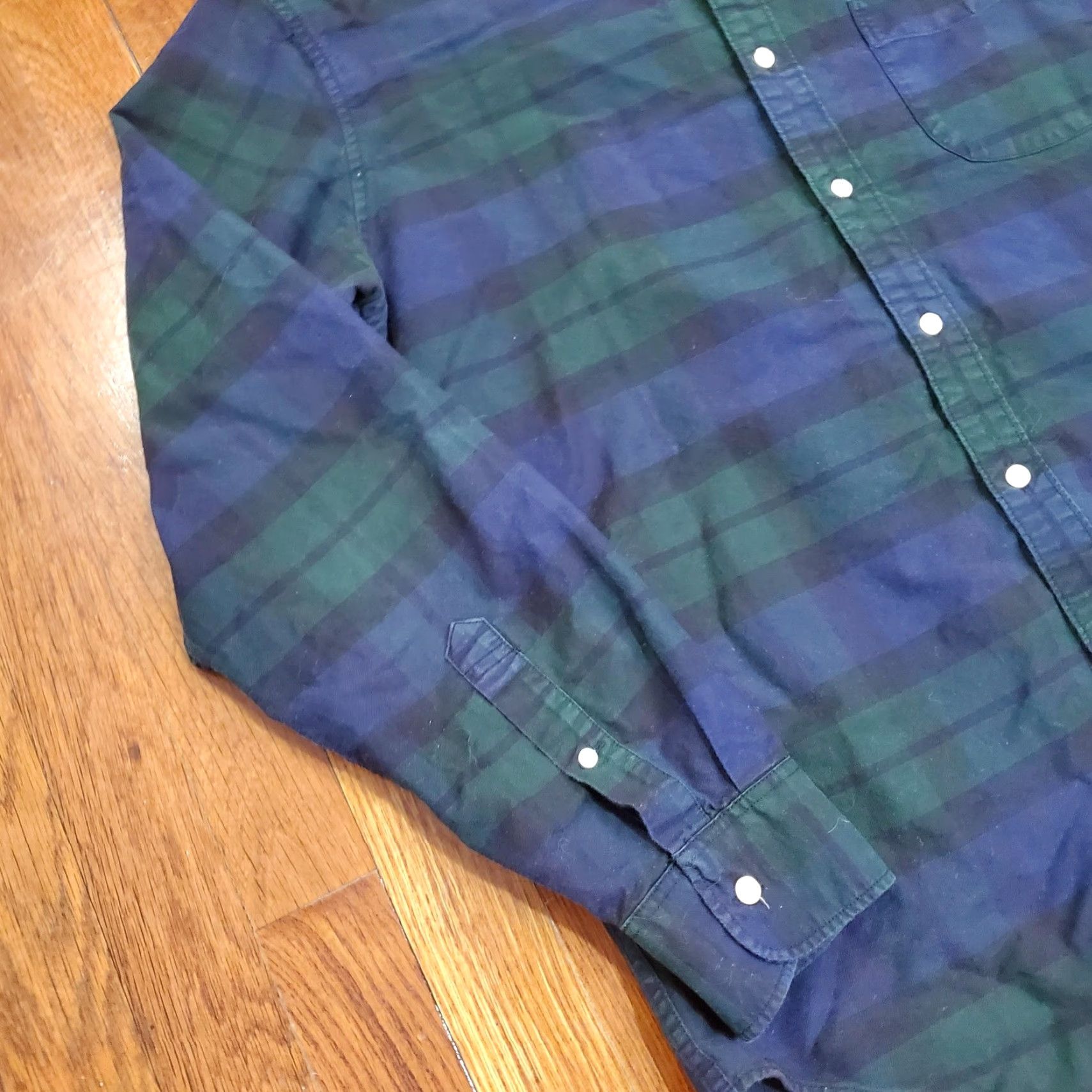 J.Crew J.Crew Shirt Mens Large Green Plaid Slim Fit American Pima Cotton Button-Down Shirt Size US L / EU 52-54 / 3 - 2 Thumbnail