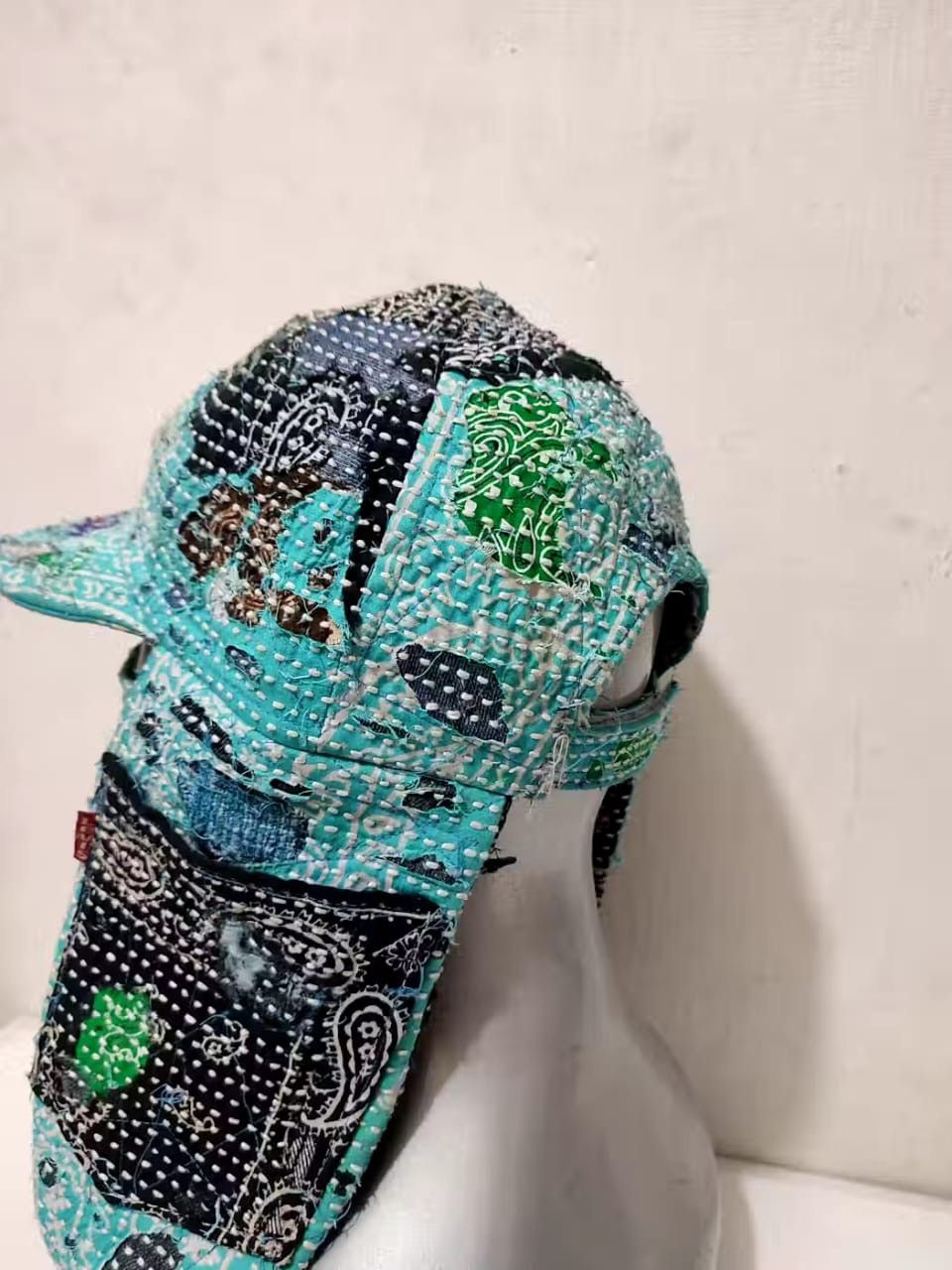 Handmade Custom Made Distressed Patchwork Trapper Ninja Hats Boro Size ONE SIZE - 7 Thumbnail