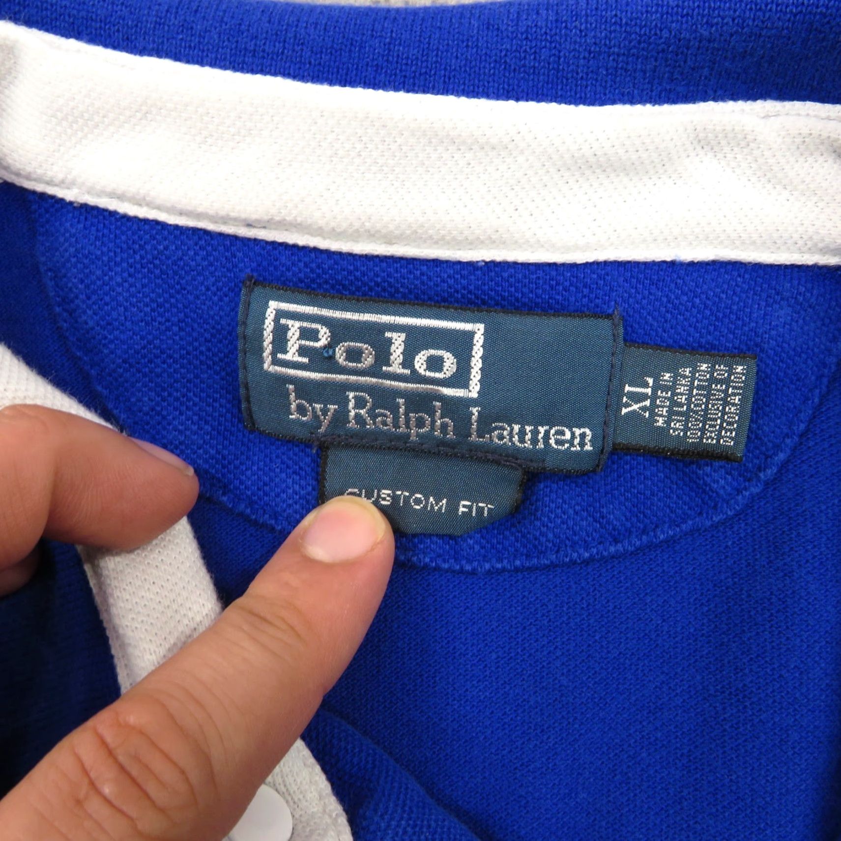 Polo Ralph Lauren VTG Polo Ralph Lauren Shirt Mens XL Blue Black Rugby Snap Collar Padded Shoulder Collared Short Sleeve Knit 100% Cotton Logo Embroidered USA 90s Size US XL / EU 56 / 4 - 7 Thumbnail