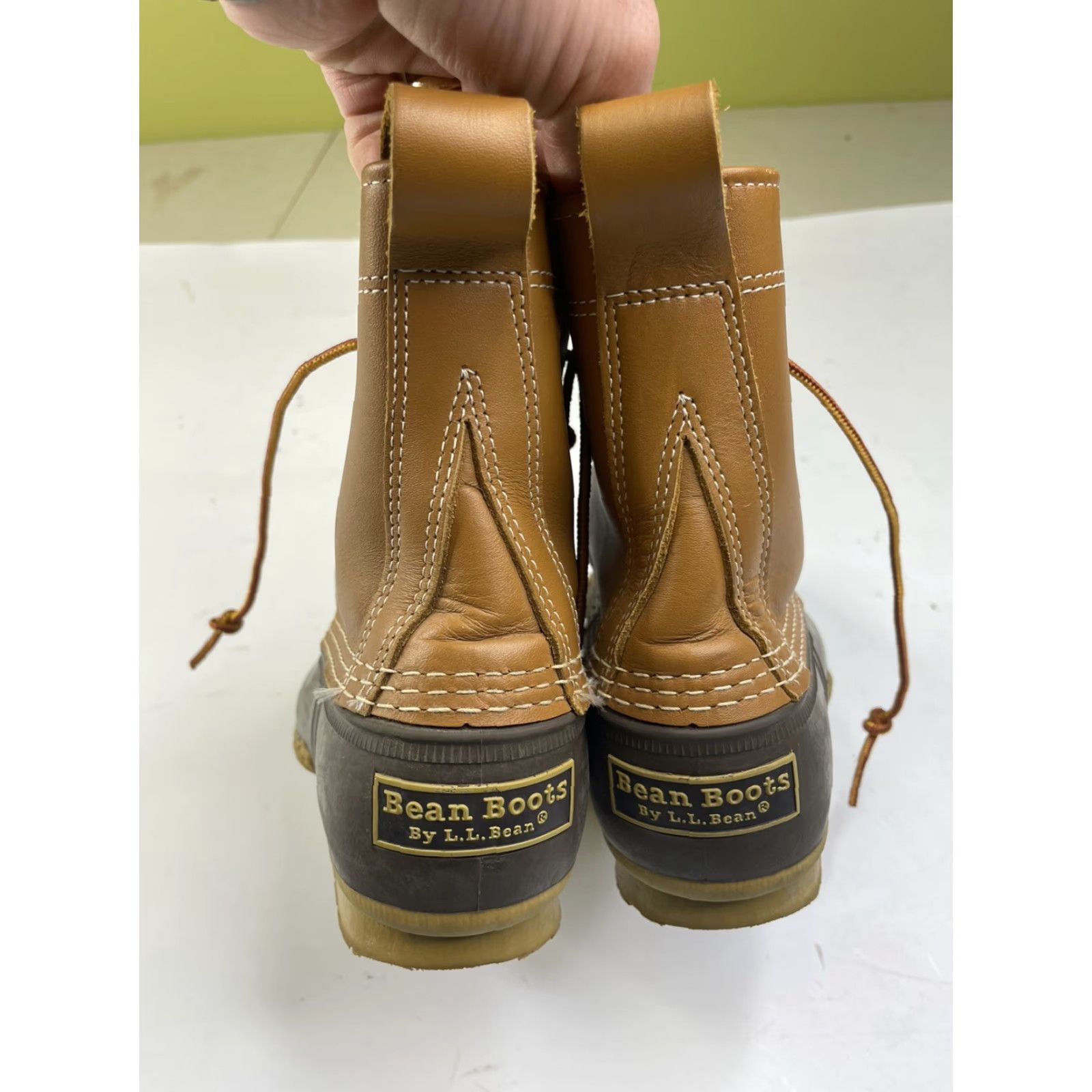Vintage LL BEAN Women Brown Leather Rubber Lace Up Duck Boots 7 M Boots Rain Outdoor West Vintage No Size US 7 / IT 37 - 3 Thumbnail
