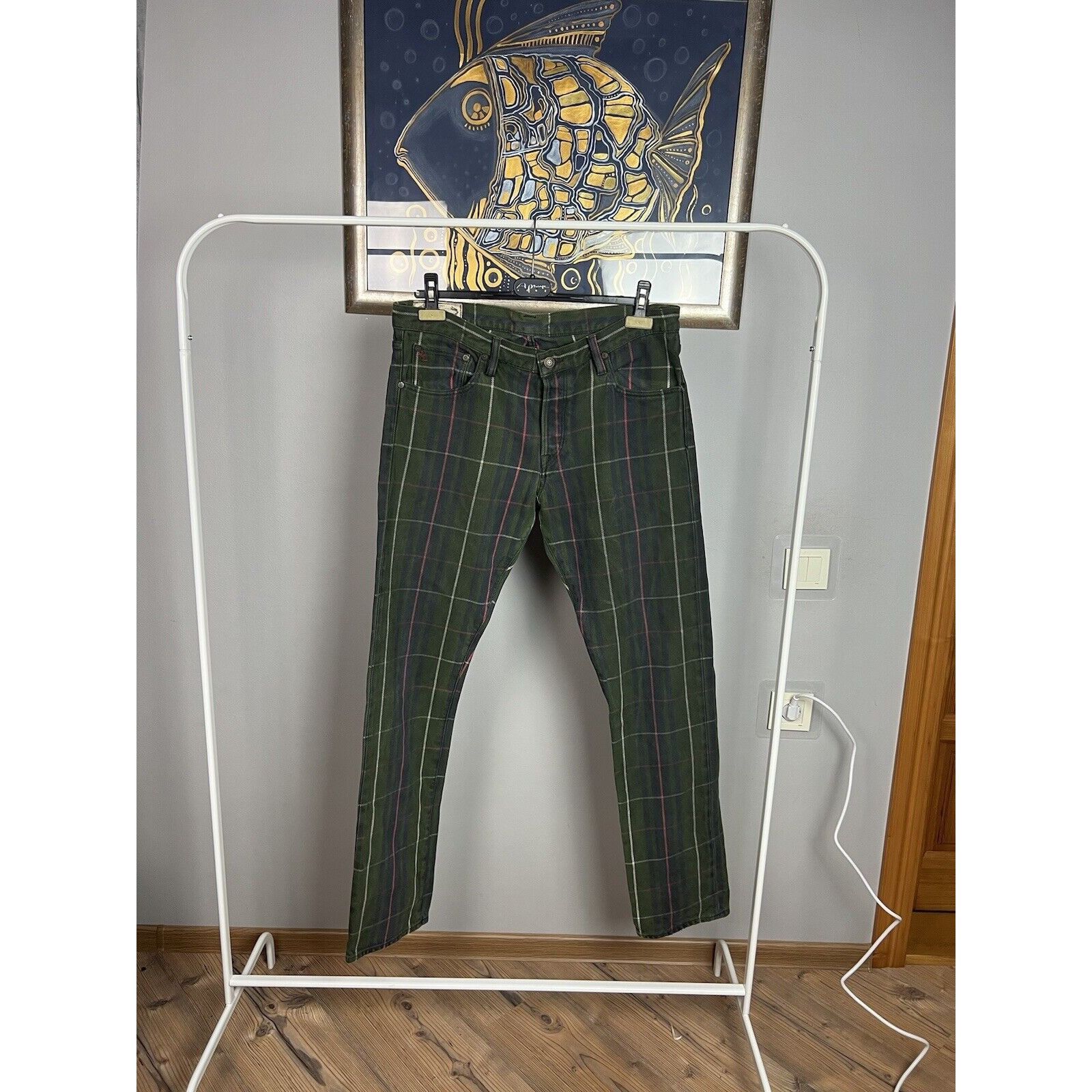 Ralph Lauren Polo Ralph Lauren Dungarees Green Checked Denim Pants Size 3 Size US 34 / EU 50 - 2 Thumbnail
