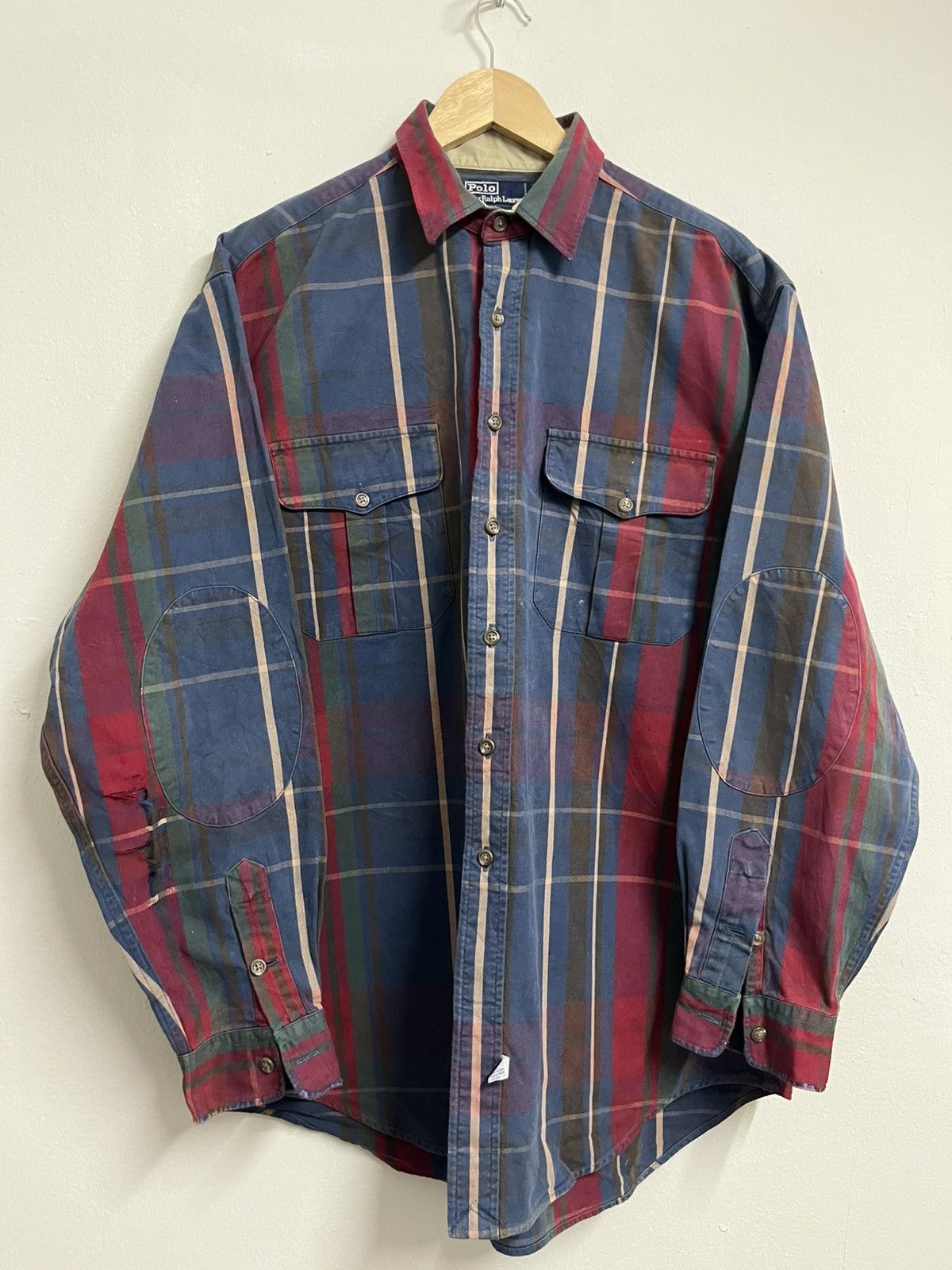 VINTAGE 90s🔥 POLO RL OUTDOOR DISTRESSED plaid canvas
