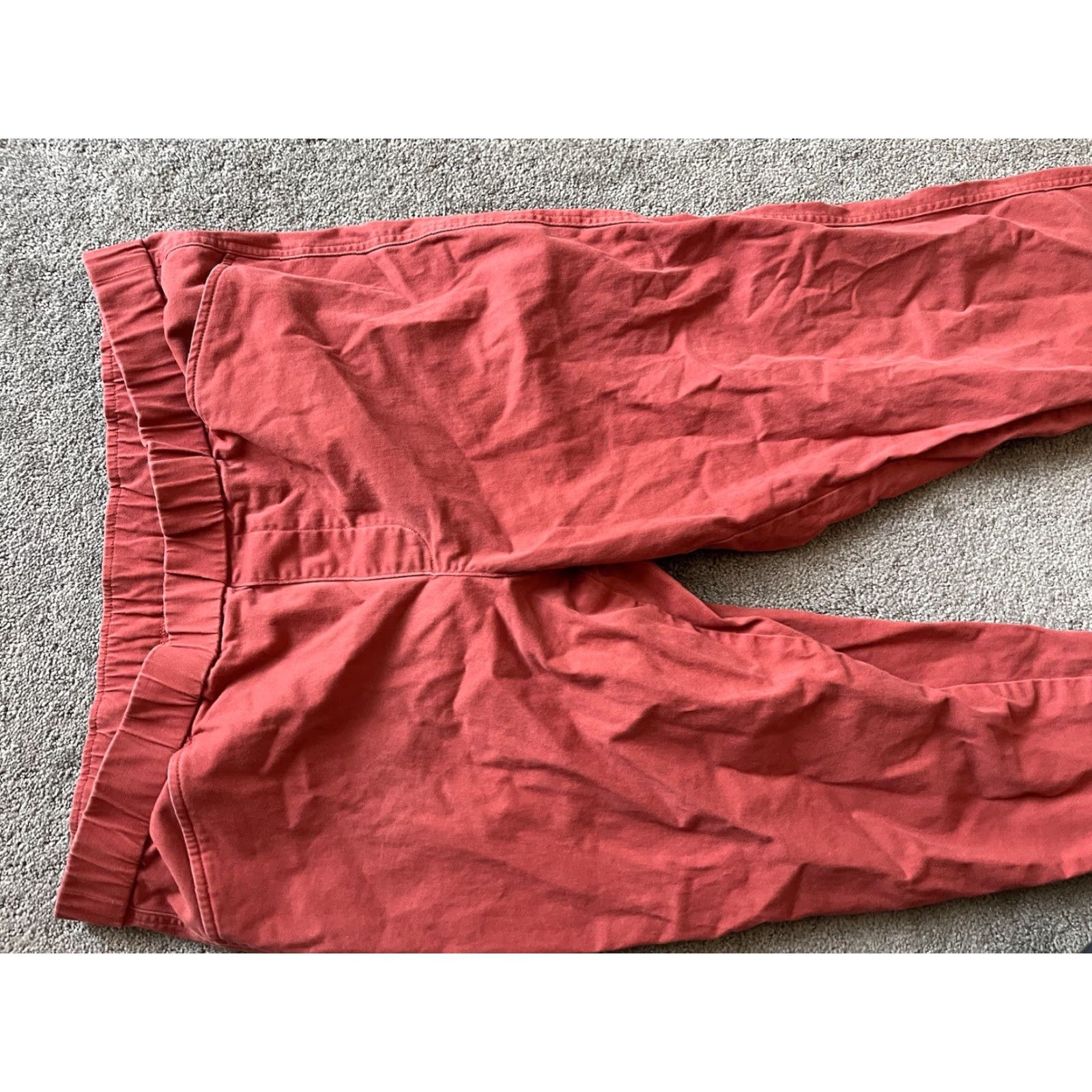Lands' End Lands' End Solid 2-Pocket Pull On Twill Pants Women 14 Coral Cotton Blend Twill Fit Regular Inseam 25 in Ankle Pockets Elastic Waist Shoes? Size 36" / US 14 / IT 50 - 2 Thumbnail