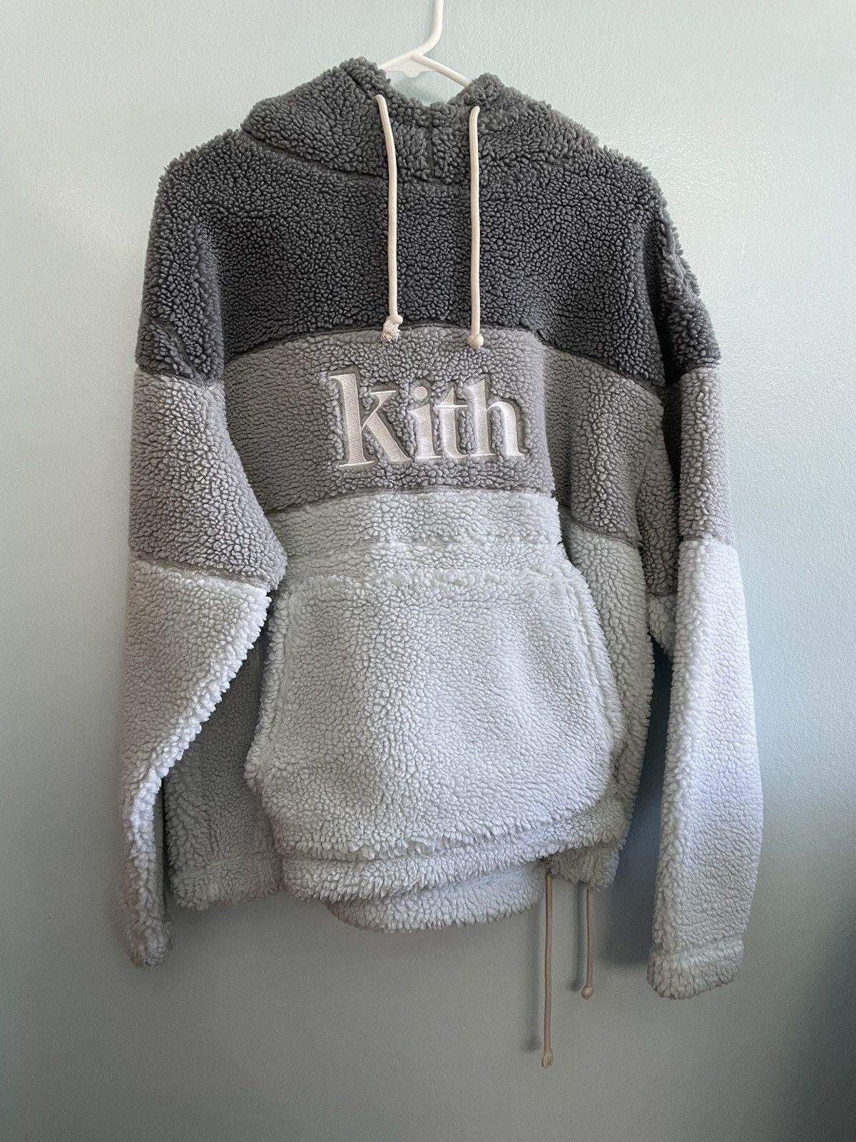 image of Kith Sherpa Double Pocket Hoodie - Pearl Blue, Men's (Size Small)