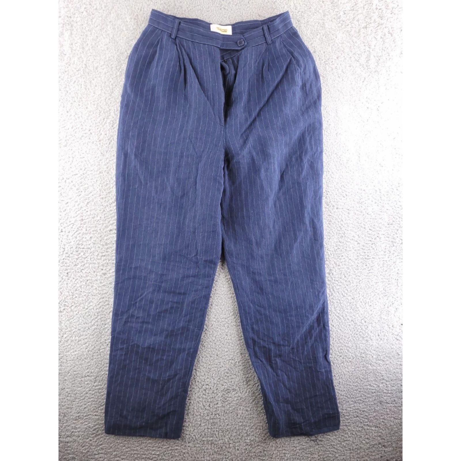Talbots Talbots Linen Pants Womens 4 Navy Blue Pinstripe High Rise Waist Chino Pants XS-XL? Size 27" / US 4 / IT 40 - 2 Thumbnail