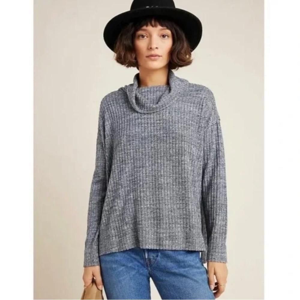 Designer Anthropologie l Maeve Gray Ribbed Oversized Sweater Medium Size M / US 6-8 / IT 42-44 - 9 Thumbnail
