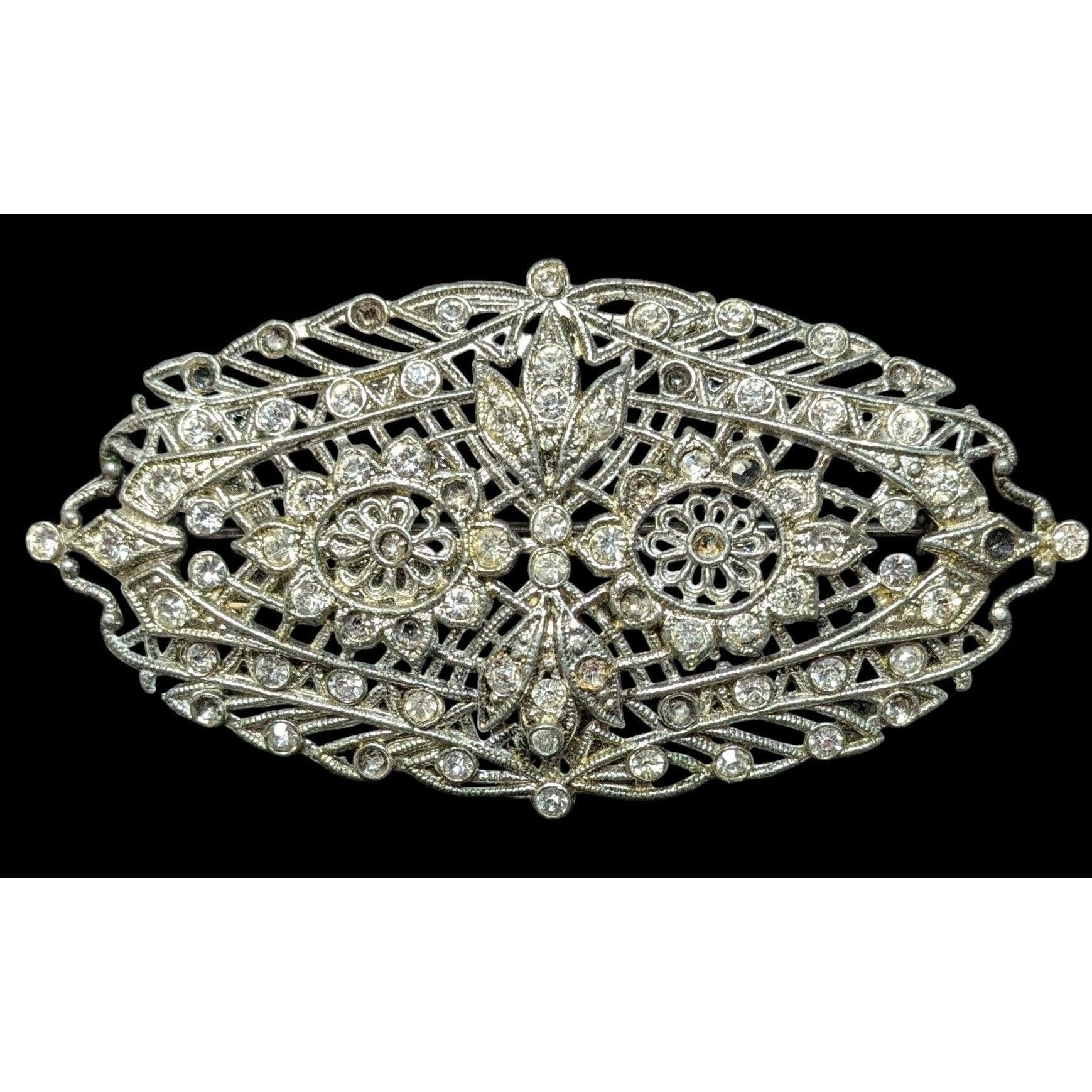 Other Vintage Glam Art Deco Large Silver Tone Brooch Size ONE SIZE - 1 Thumbnail