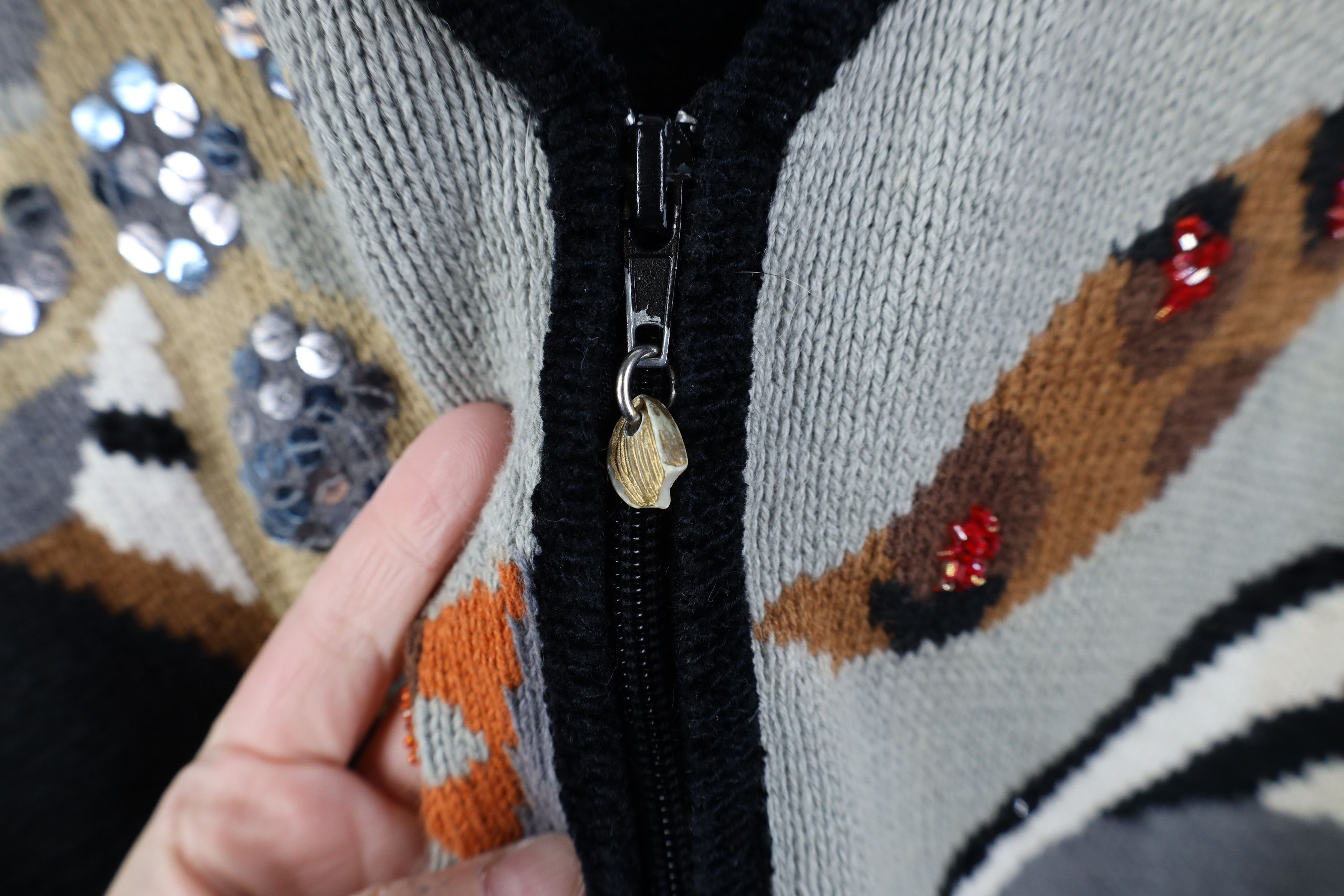 Vintage Vintage 90s Streetwear Flower Knit Zip Cardigan Sweater Size XL / US 12-14 / IT 48-50 - 4 Thumbnail