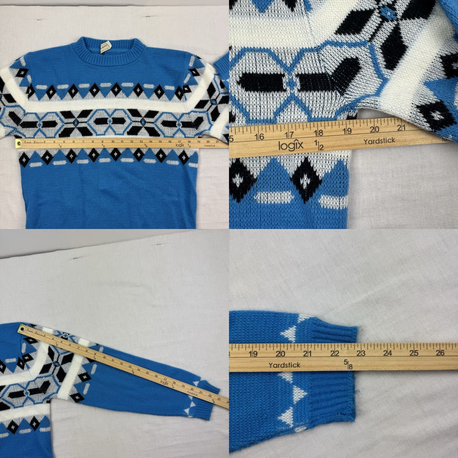 Vintage VINTAGE 1960s Sweater Orlon Acrylic Adult Small Blue Geometric Classic Crew Neck Pullover Mens S Geometric Vintage Size US S / EU 44-46 / 1 - 8 Thumbnail