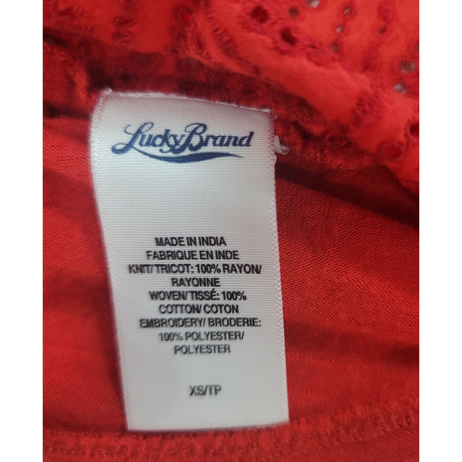 Lucky Brand Lucky Brand Red Eyelet Front Bodice Button Up Shirt XS Size XS / US 0-2 / IT 36-38 - 6 Thumbnail