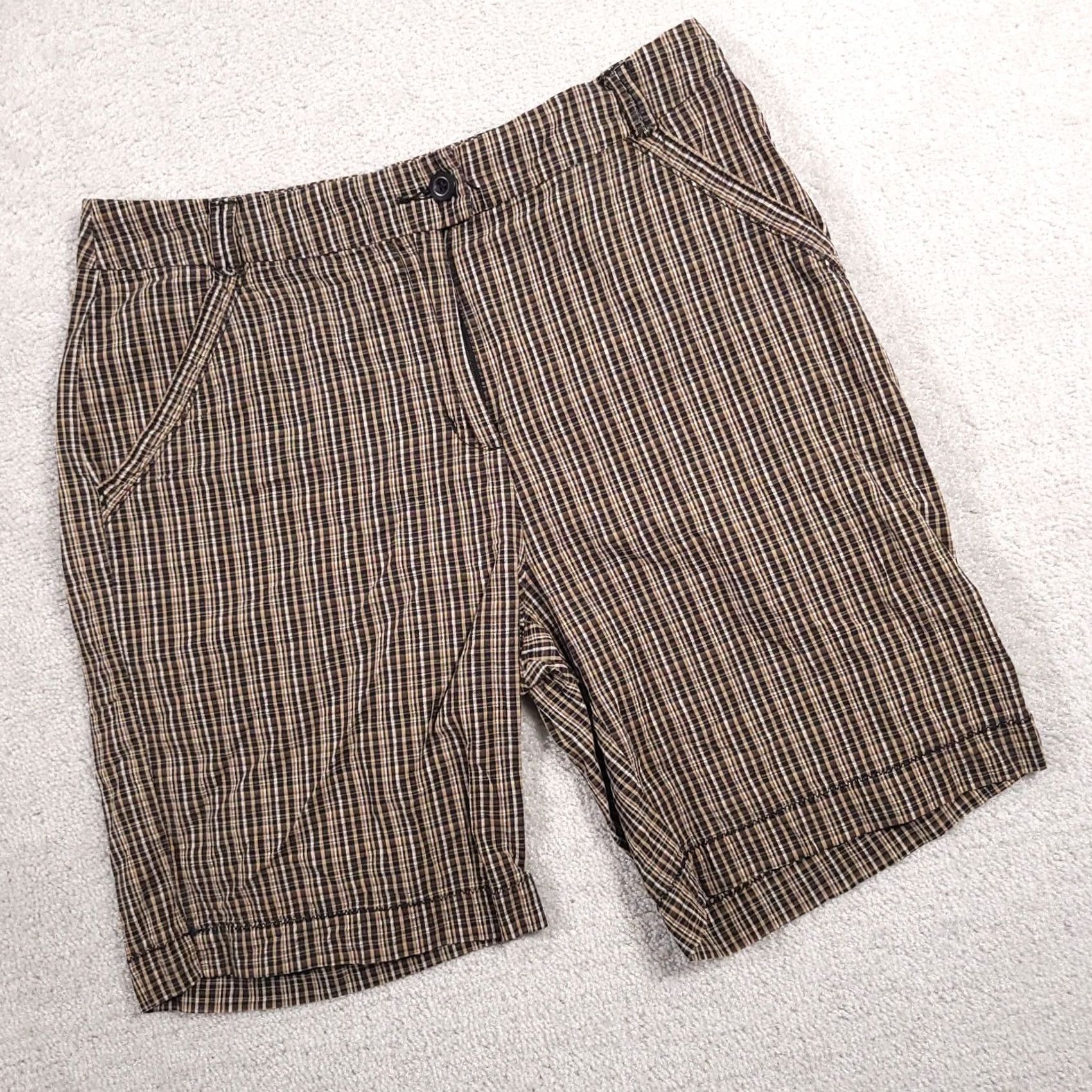 Vintage Woolrich Bermuda Shorts Flat Front Plaid Women's 12 Brown Golf Outdoor Size 34" / US 12 / IT 48 - 2 Thumbnail